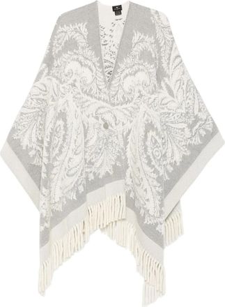 Etro Poncho con stampa paisley - Bianco