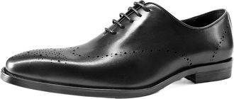 Generic Dress Formal Shoes for Men Lace Up Wing Tip Brogue Embossed Cowhide Anti-Slip Non Slip Rubber Sole Classic(Black,9.5 UK)