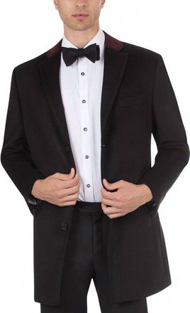 Tallia Orange Velutti Wool Blend Contrast Velvet Top Collar Coat In Black