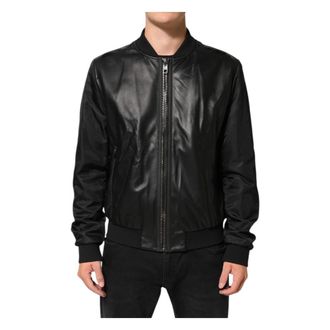 Dolce & Gabbana Leather Nylon Full Zip Blouson Jacket - Heren - Leren en Su&egrave;de Jassen - Zwart - 3XL - Nylon - Jassen