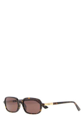 Chlo&eacute; Brown Havana Rectangular Sunglasses