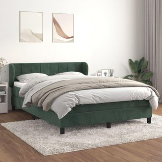 vidaXL Cama Box Spring Con Colch&oacute;n Terciopelo Verde Oscuro 140x200 Cm Vidaxl