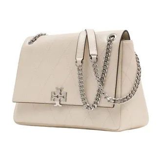Tory Burch Womens Charlie Shoulder Bag Beige Lambskin