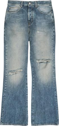 Amiri Slashed Distressed Bootcut Jeans - Denim - 36 (W36 / XL)