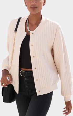 Lascana Quilted Bomber Jacket in Beige at Nordstrom, Size 10
