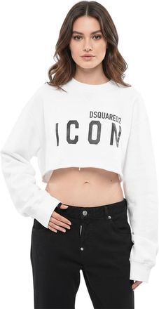 Dsquared2 White Graphic Crew Neck Sweatshirt