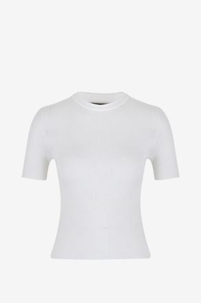 Balenciaga Verk&uuml;rzter Kurzarm-Lochstrick-Schlauchpullover BB