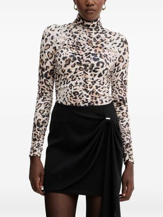 Fracomina gathered animal print blouse - Neutrals