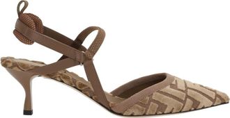 Fendi Jacquard Slingback Hakken - Dames - Pumps - Bruin - 37 EU - Schoenen