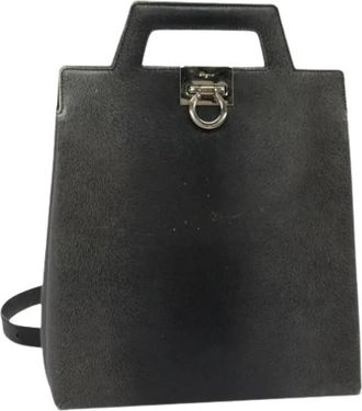 Ferragamo Pre-owned Lederen Rugzak - Dames - Vintage Rugzakken - Grijs - ONE Size - Leer - Vintage