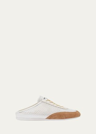 Jimmy Choo London Sunny Woven Mixed Leather Sneaker Mules