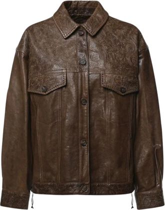 Golden Goose Leather Jassen - Dames - Leren en Su&egrave;de Jassen - Bruin - S - Jassen