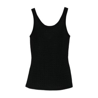 Elisabetta Franchi Sleeveless Tops, female, Black, Size: XS Black Sleeveless Top Straight Hem