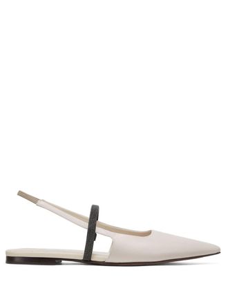 Brunello Cucinelli Monile slingback ballet flats - women - Leather/Leather/Leather - 36 1/2 - Neutrals