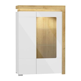 Petits Meubles Vajillero 2 puertas lado derecho con LED estratificado Blanco marr&oacute;n