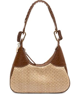 Isla Moon woven crocodile-effect shoulder bag - women - Straw/Calf Leather - One Size - Neutrals