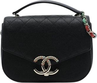 Chanel Pre-owned Vintage Flap Crossbody - Dames - Vintage Schoudertas - Zwart - ONE Size - Leer - Vintage
