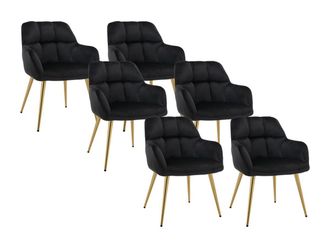 Pascal Morabito Conjunto de 6 sillas con reposabrazos de terciopelo y metal dorado - Negro - PEGA de PASCAL MORABITO