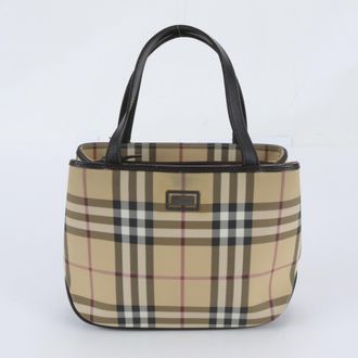 Burberry Brown Leather Coated Canvas Handbag Tote Bag (Pre-Owned)
