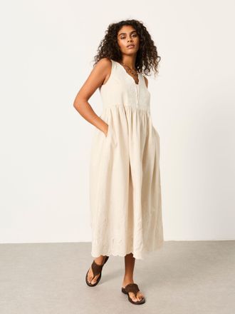 Fat Face FatFace Analisa Natural Regular Embroidered Midi Dress