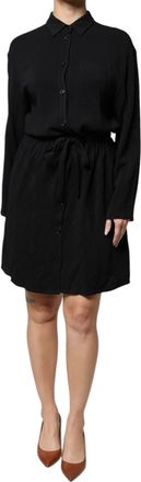 Emporio Armani Black Viscose Long Sleeves A-line Mini Womens Dress