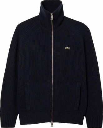 Lacoste Carded Wool Turtleneck Sweater With Zipper