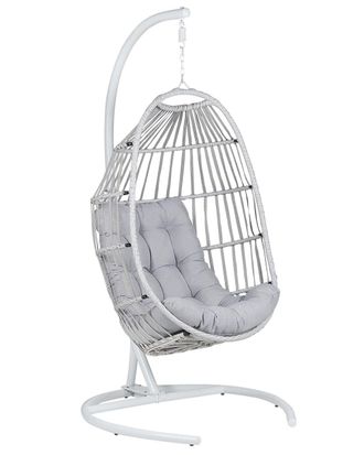 Beliani Silla colgante con soporte gris claro