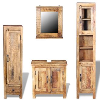 vidaXL Mueble De Tocador Con Espejo 2 Armarios Auxiliares Madera Mango Vidaxl