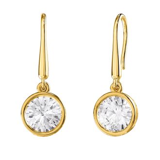 Diamond2Deal 18k Vermeil Plated Silver 2 Ct Round Lab Grown Diamond Drop & Dangle Earrings