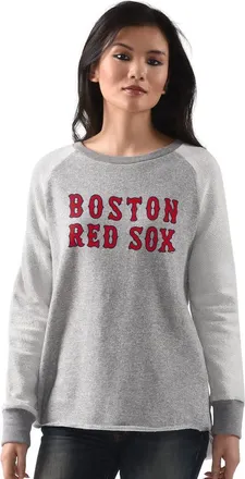 G-III 4Her by Carl Banks Womens G-III 4Her by Carl Banks Heather Gray Boston Red Sox Gridiron Raglan Pullover Sweatshirt at Nordstrom, Size Medium