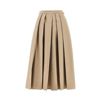 Emporio Armani Stretch poplin pleated midi skirt Woman 42