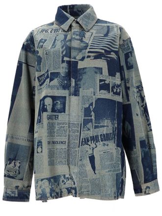 Jean Paul Gaultier All-Over Newspaper Print Cotton Shirt