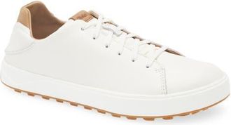 Olukai WaiAlae Waterproof Leather Golf Shoe in White /Tan at Nordstrom, Size 10.5