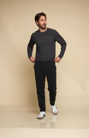 Fundamental Coast North Shore Long Sleeve Crew Tee In Jet Black