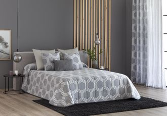 Confecciones Paula Colcha Bouti acolchada jacquard relleno 200 gr cama 135 gris