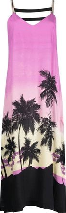 Palm Angels Gebloemde Gedrapeerde Zijden Jurk - Dames - Casual kleedjes - Roze - S - Kleedjes