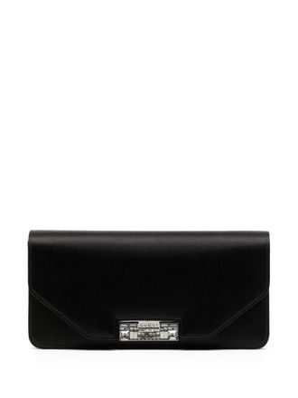 Gucci logo-engraved clutch bag - Black