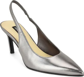 Nine West Verone Faux Leather Slingback Pump in Pewter at Nordstrom, Size 10.5