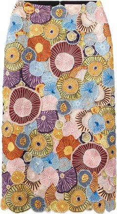 La DoubleJ Midi-kokerrok met borduurwerk - Blauw