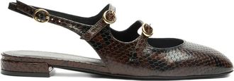 Stuart Weitzman snakeskin slingback flat pumps - women - Calf Leather/Calf Leather/Calf Leather - 40 - Brown