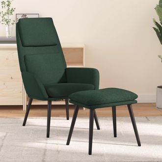 vidaXL Sill&oacute;n De Relax Con Reposapi&eacute;s Tela Verde Oscuro Vidaxl