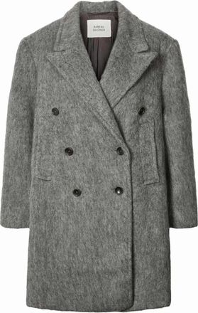 Rabens Saloner Single-Breasted Jassen - Dames - Mantel - Grijs - S/M - Leer - Jassen