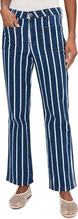 Kut from the Kloth Kelsey High Rise Ankle Flare Pants In Indigo/white Denim