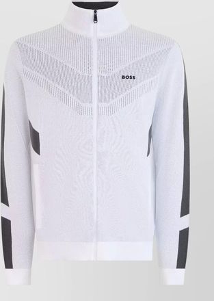 HUGO BOSS cotton zip-up high-collar sweatshirt