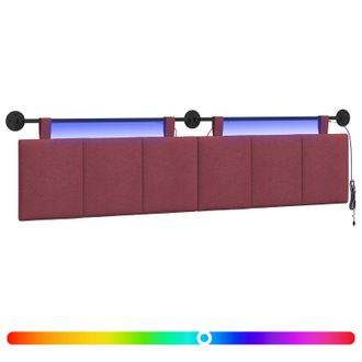 vidaXL Cabecero Colgante Con Luz Led Rojo Vino Tela Vidaxl