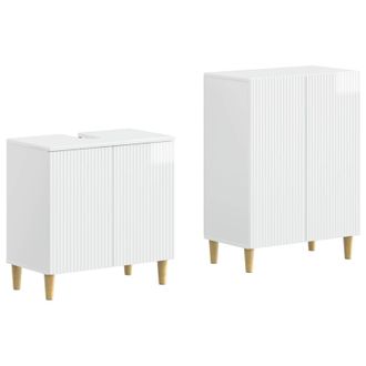 vidaXL Set Di Armadi Da Bagno Da 2 Pezzi Arnhem Bianco Lucido Vidaxl