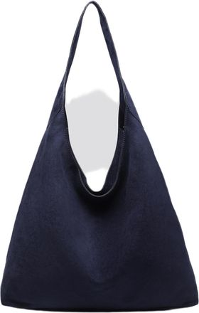 Generic Vegan Suede Slouch Hobo Shoulder Bag, Multiple Colors, Relaxed Silhouette, Model GS-25458, 45x40x35cm (Navy)