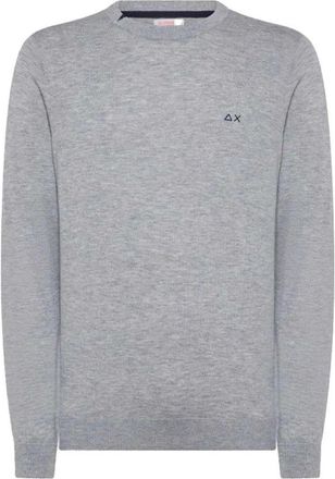 Sun 68 Round Solid - Heren - Ronde hals truien - Grijs - S - Truien & Vesten