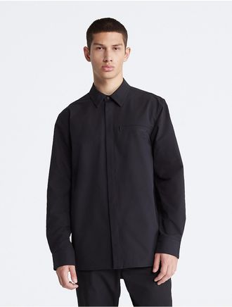 Calvin Klein Mens Athletic Hidden Pocket Shirt - Black - XS