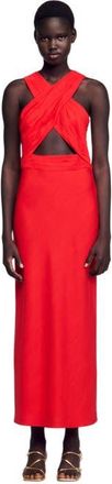 Sandro Long wraparound dress in Red at Nordstrom, Size 34 Eu